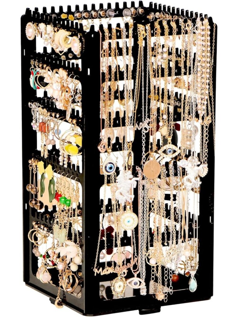 360° Rotating Earring Holder Stand - 5-Tier Acrylic Jewelry Organizer, 212 Holes